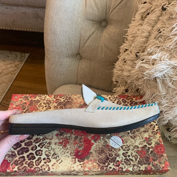 Turquoise and cream suede mules! - Picture 3 of 5